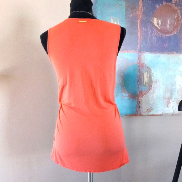 Michael Kors Peach Sheer Front Layered Sleeveless Top Size Small - Picture 10 of 12